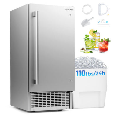 Commercial Ice Maker with 25 lbs Storage Capacity for Home Bar Cafe