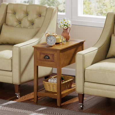 Contemporary Chair Side End Table Compact Table with Drawer Nightstand-Yellow