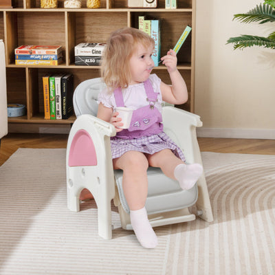 Convertible Baby High Chair with Double-layer Tray and Adjustable Backrest-Pink