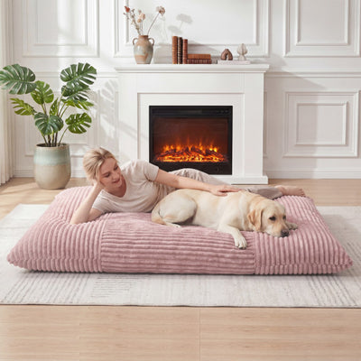 Convertible Bean Bag Floor Sofa with Machine-washable Corduroy Cover-Pink