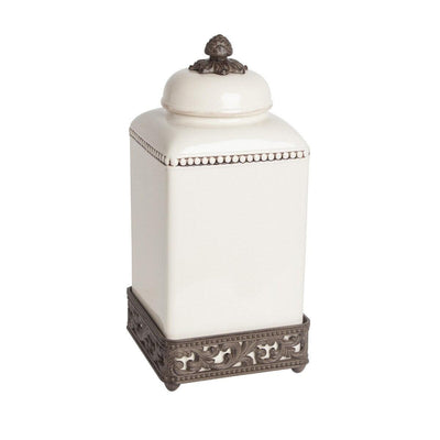 Acanthus Stoneware Square Canister, 15