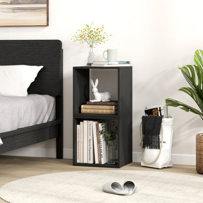 Cube Storage Organizer Set of 2 for Living Room Bedroom Study-Black