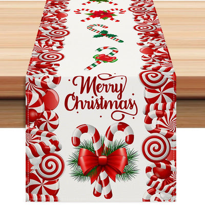 Christmas table flag candy letter printed tablecloth holiday party table decoration tablecloth pad white linen
