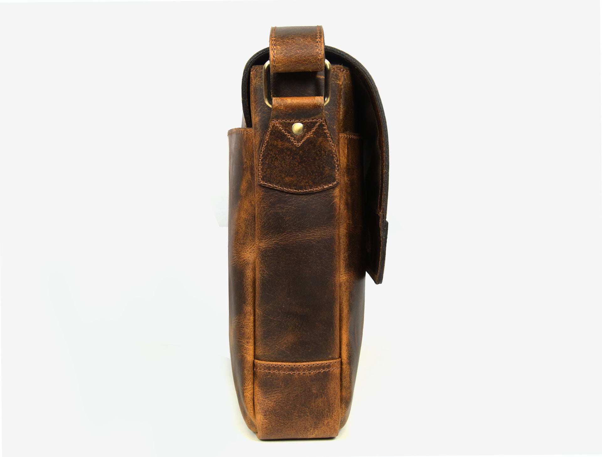 Leather Messenger Bag Stressed Light - Brown