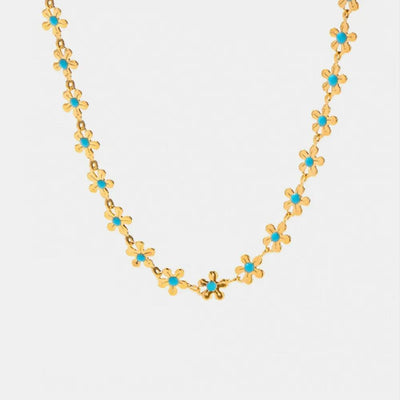 Flower blue drip oil niche light luxury necklace