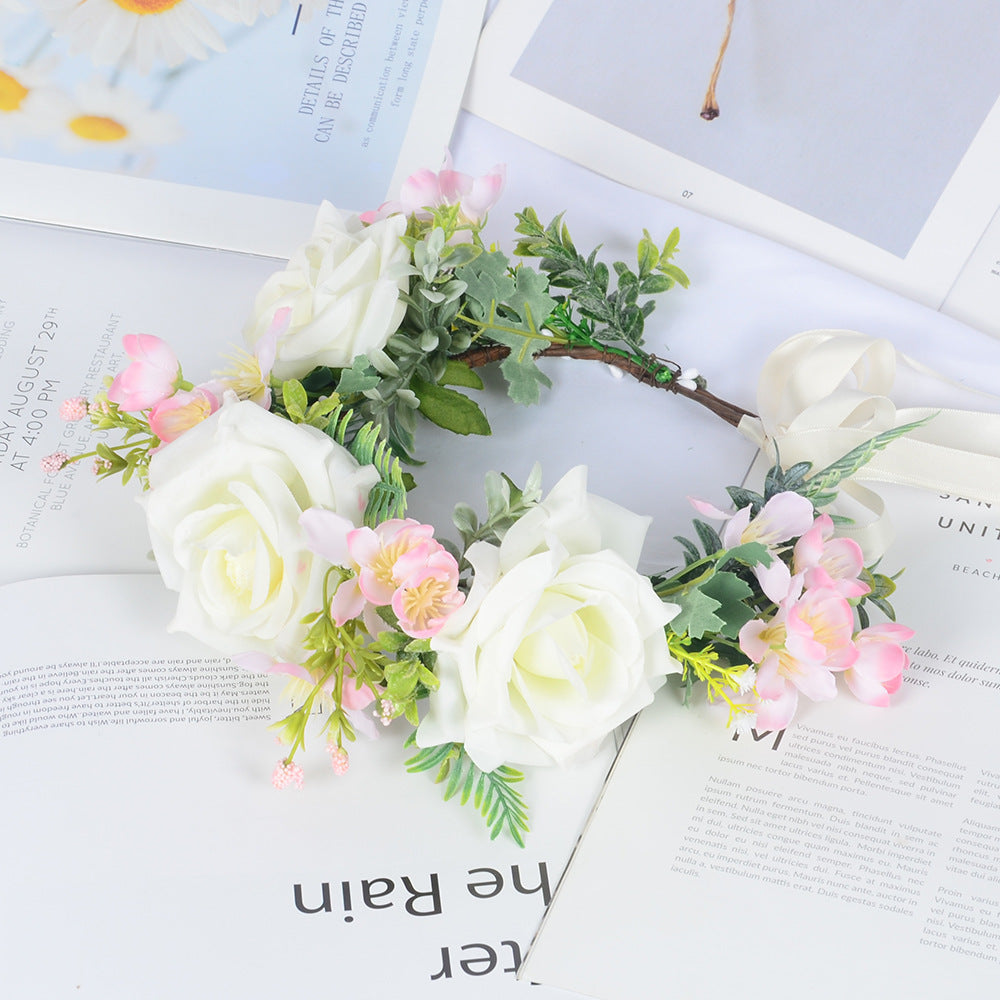 Super Fairy Girl Bride Scenic Area Photography Flower Wreath Hair Accessories Handmade Silk Flower Wreath Headwear