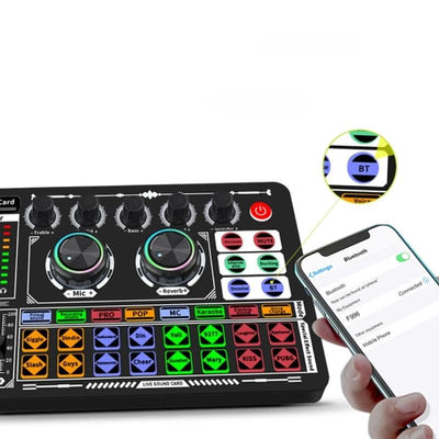 F999 Mixer Podcast Sound Board Live Sound Card for Live Recording Home KTV