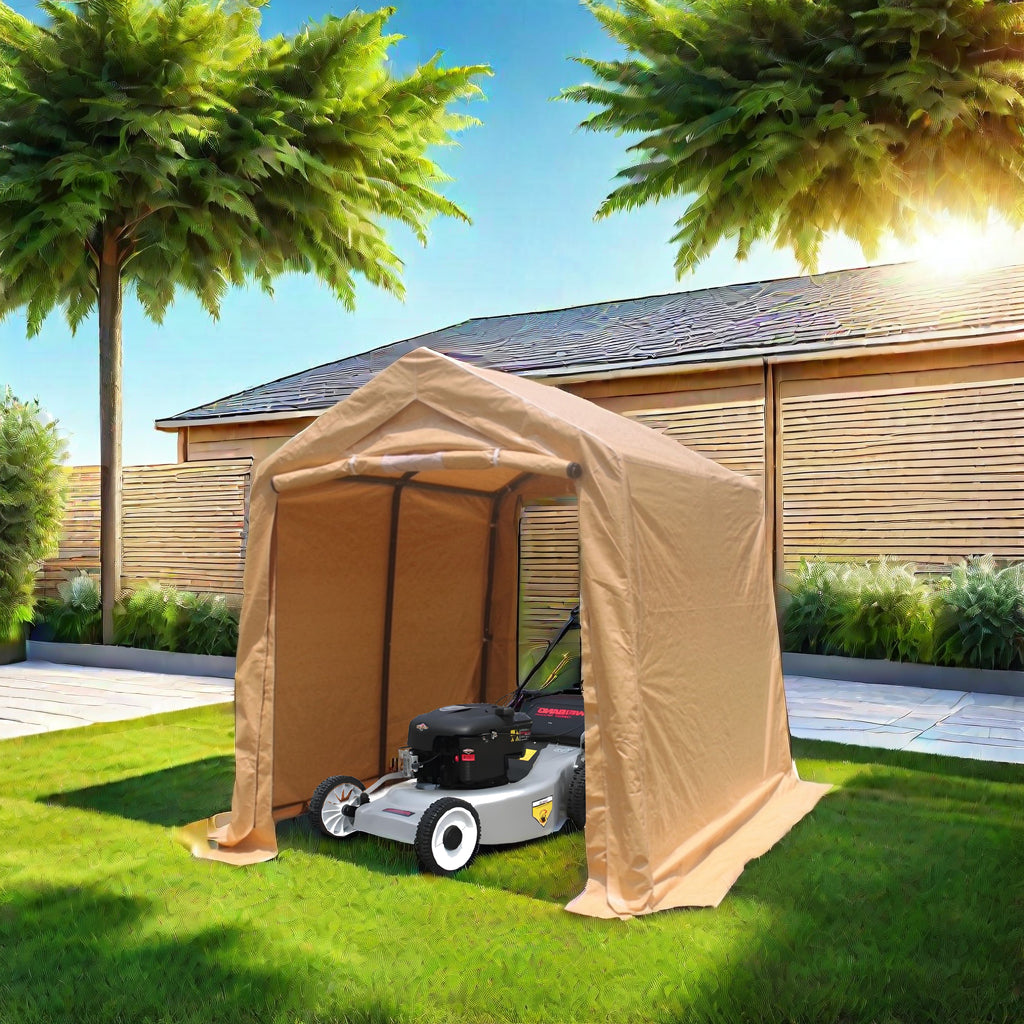 7x8 ft Outdoor Portable Gazebo Storage Shelter Shed with 2 Roll up Zipper Doors & Vents Carport