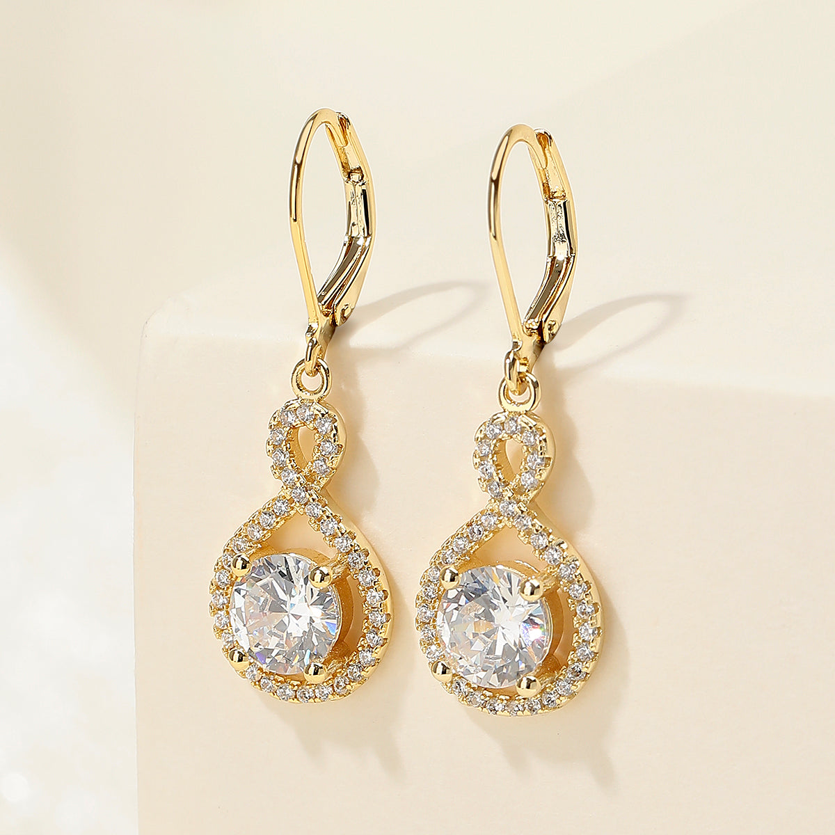 14K Gold Infinity Leverback earrings