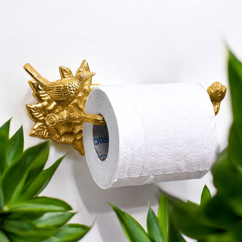 Brass Bird Roll Holder - Polished Finish