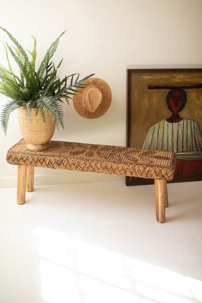 BANANA FIBER AND TEAKWOOD BENCH