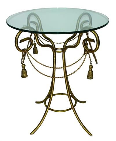 Italian Gold Swag and Tassel Side Table