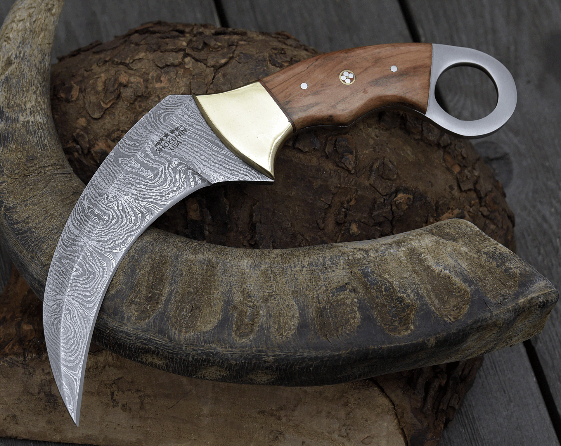 Phalanx Damascus Knife with Sheath