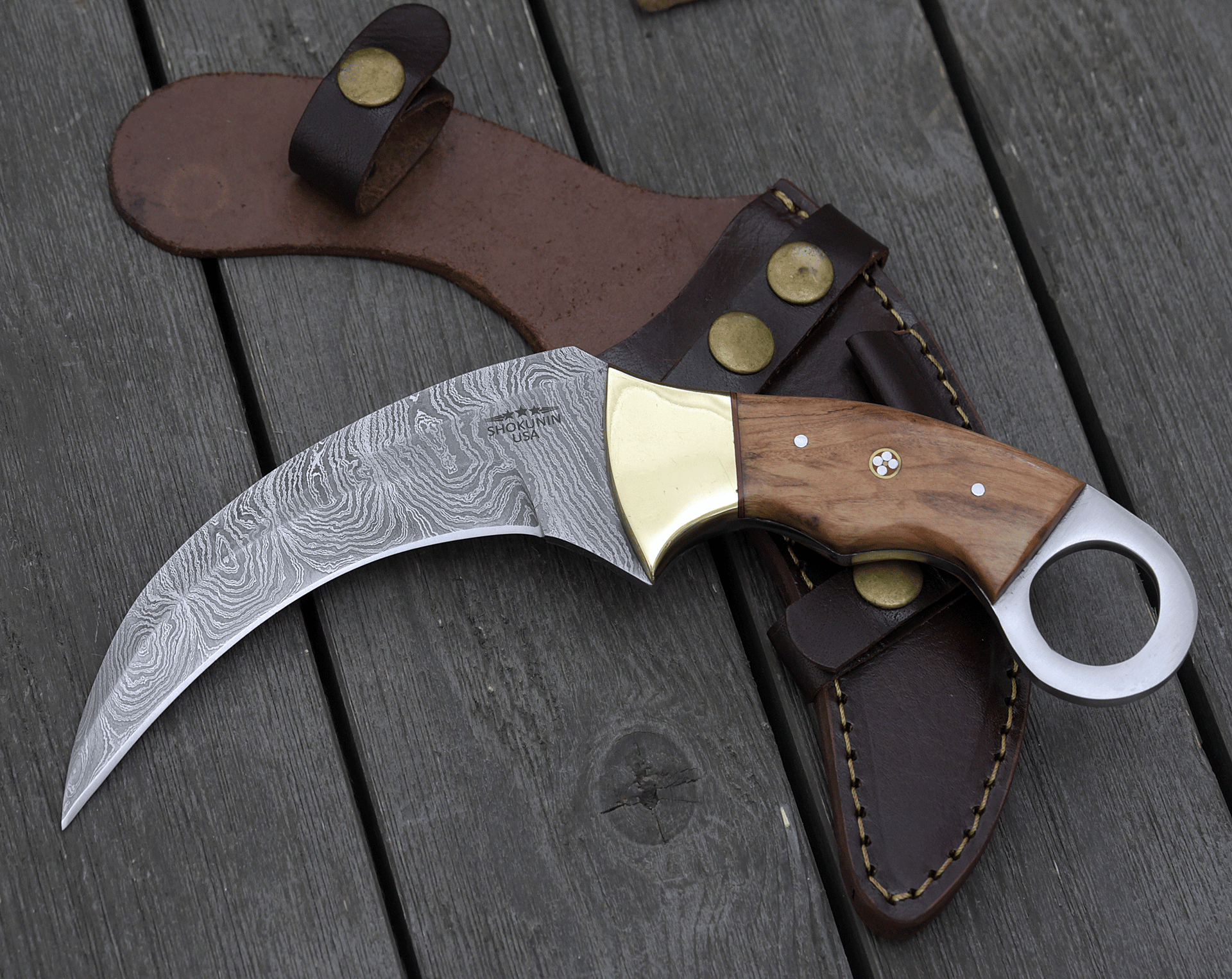 Phalanx Damascus Knife with Sheath
