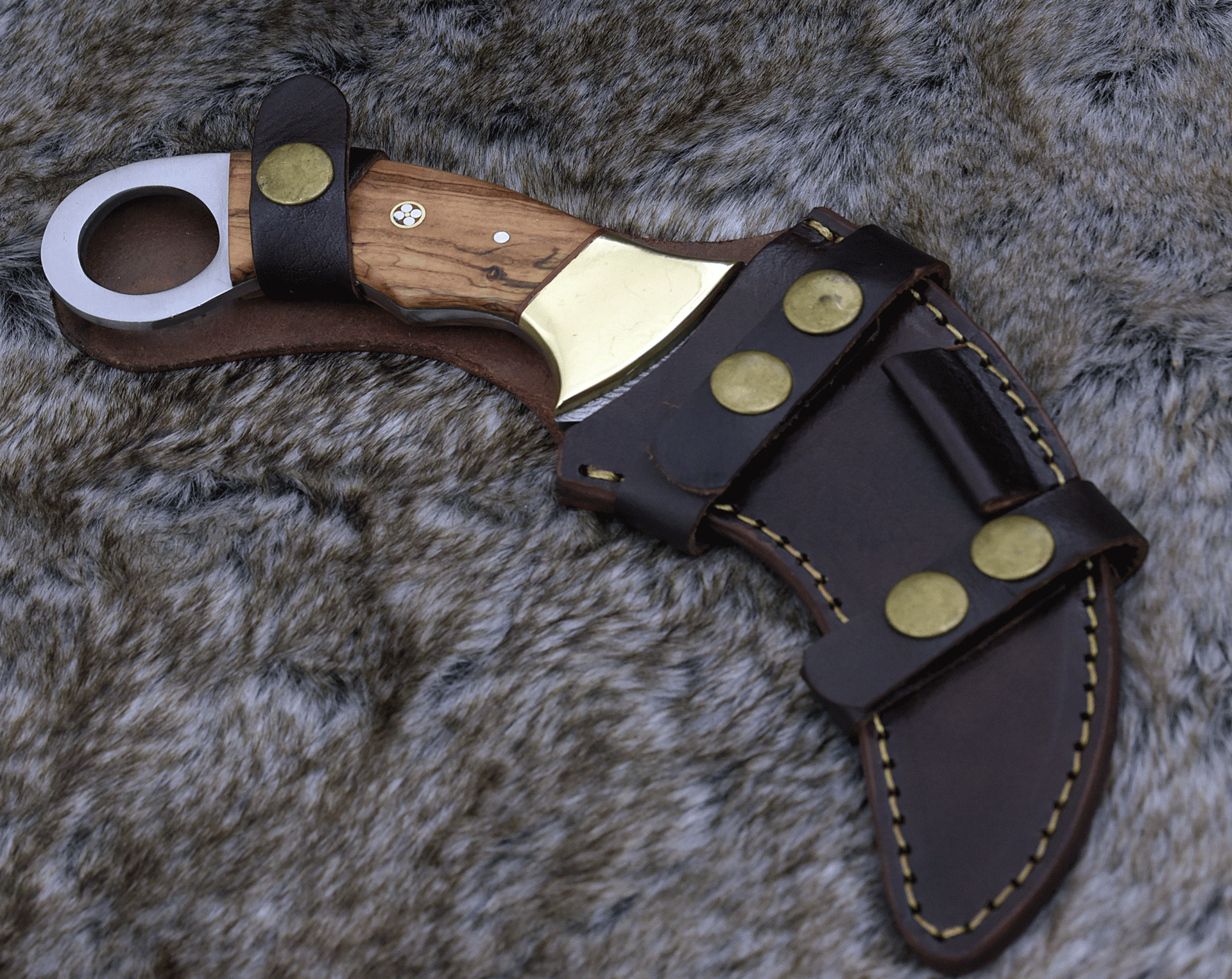 Phalanx Damascus Knife with Sheath