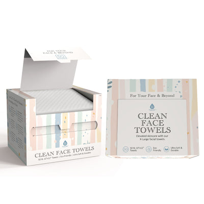 Clean Facial Towels – XL Biodegradable Towels for Sensitive Skin