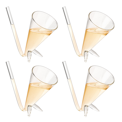 Champagne Shooter - Chug Flutes Guzzler Glasses Unique Gifts for Bachelorette Party Favors & White Elephant Gifts, Drinking Games, Self Standing - Prosecco & More Bong Style, Reusable Acrylic 4pk