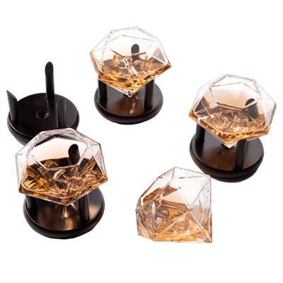 Set of 4 Diamond Whiskey & Wine Glasses With Wood Stands 10oz - Wine, Whiskey, Water, Diamond Shaped, Diamonds Collection Sparkle Patented Wine Savant - Stands Alone, Or on Stand