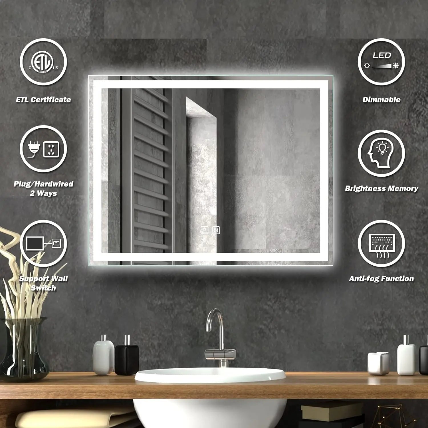 Deluxe Center Glow LED Bathroom Mirror