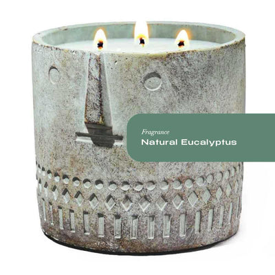 Natural Eucalyptus Stone Face Candle 27oz