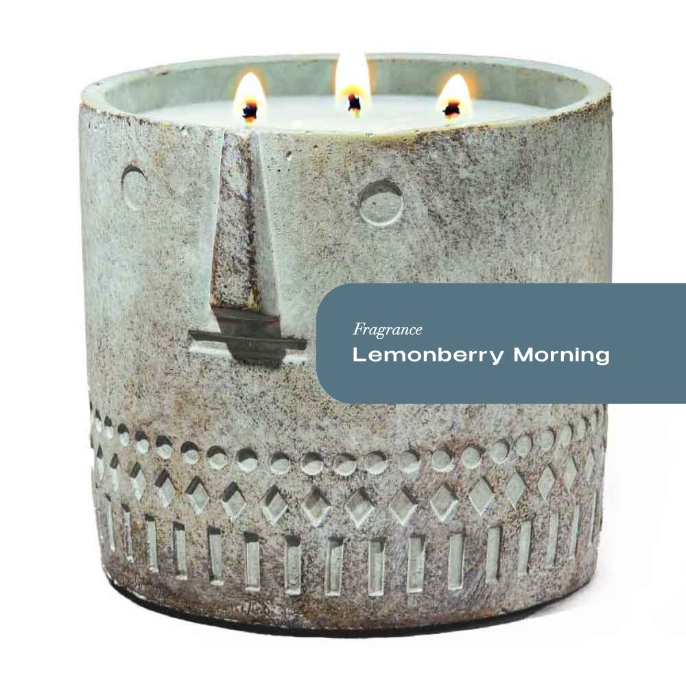Lemonberry Morning Stone Face Candle 27oz