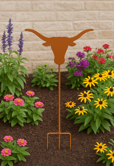 Texas Longhorn wrought iron flower bed decor