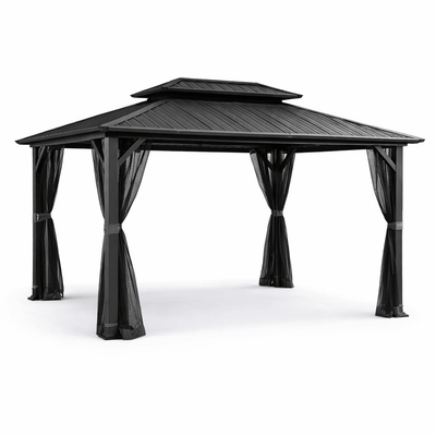 Duncan 10' x 12' Hardtop Gazebo – Metal Roof Outdoor Patio Gazebo with Heavy Duty Steel Frame