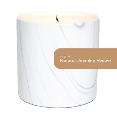 Natural Jasmine Vesper White Marble Candle 6oz
