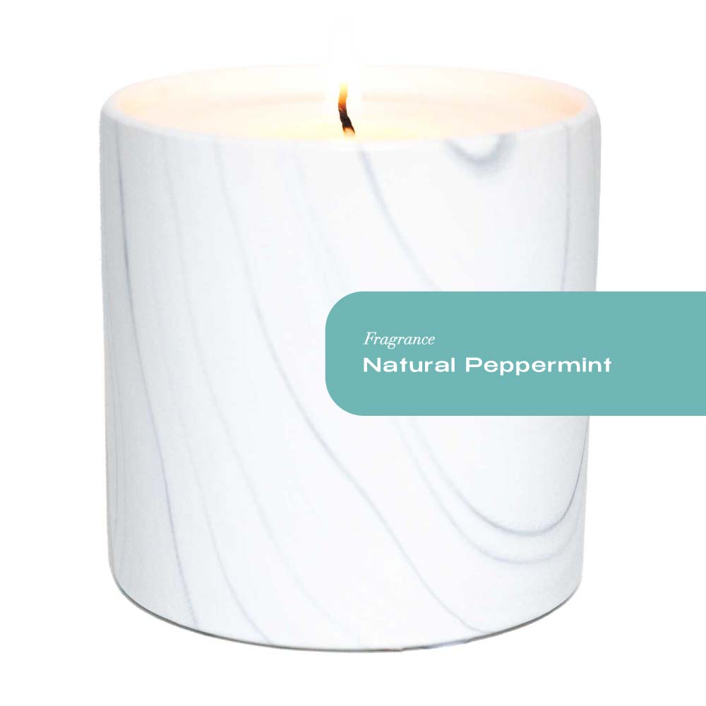 Natural Peppermint White Marble Candle 6oz