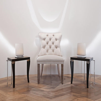 Nikki Collection Modern High-end Tufted Solid Wood Contemporary Velvet Upholstered Dining Chair 2-Pcs SetBeige