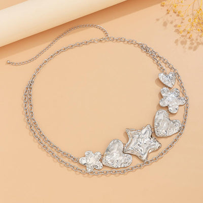 Punk exaggerated big heart metal style body chain sexy starfish waist chain