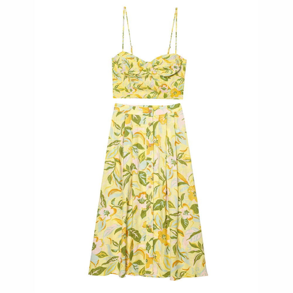 Style Strapless Top with Printed Skirt Set