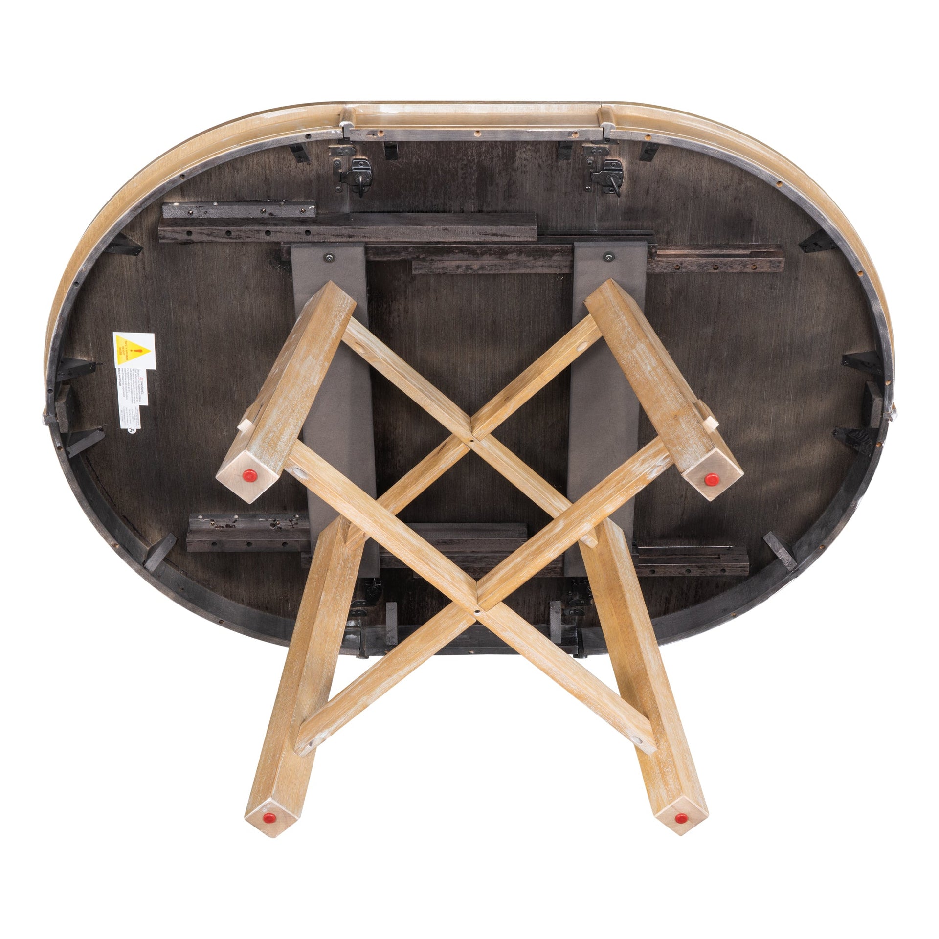 TREXM Farmhouse Round Extendable Dining Table with 16