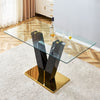 Large Modern Minimalist Rectangular Glass Dining Table for 6-8 with 0.4