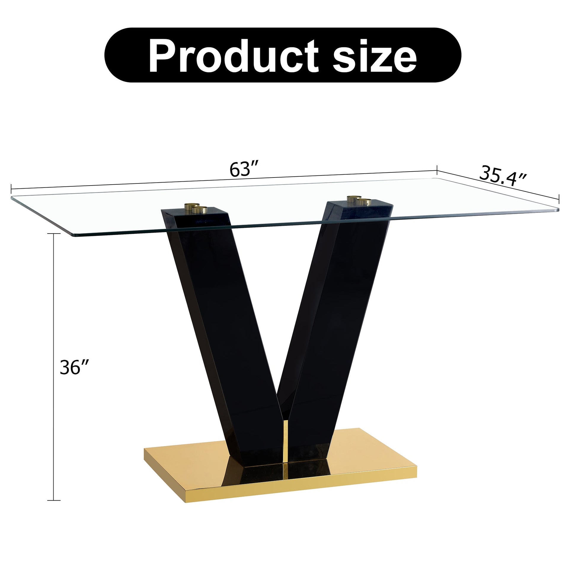 Large Modern Minimalist Rectangular Glass Dining Table for 6-8 with 0.4