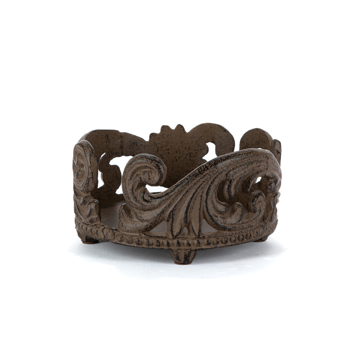 Acanthus Stoneware Coaster Set of 4 with metal Base
