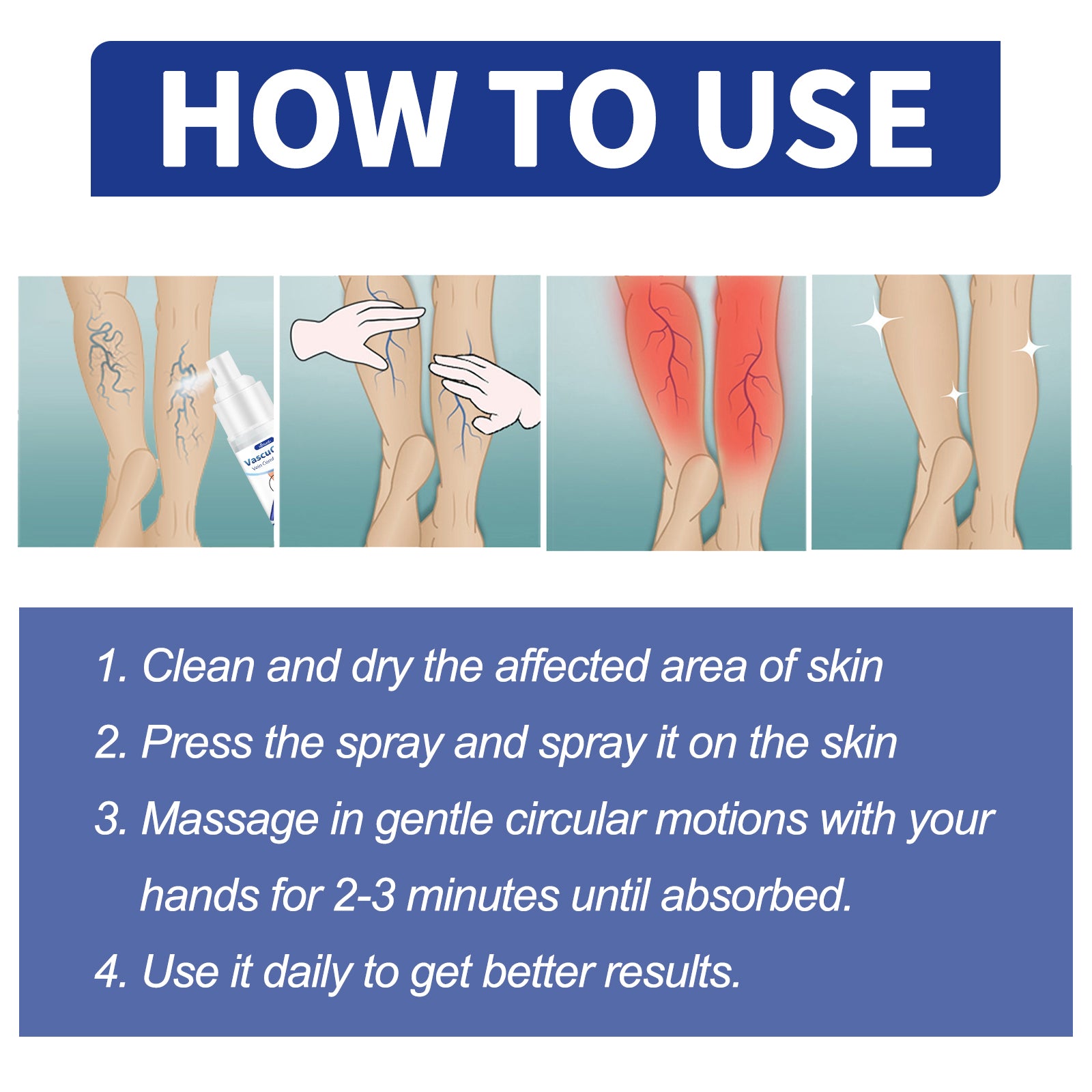 Vein Comfort Spray, Relief Leg Muscle Soreness And Swelling Earthworm Leg Vein Treatment Spray