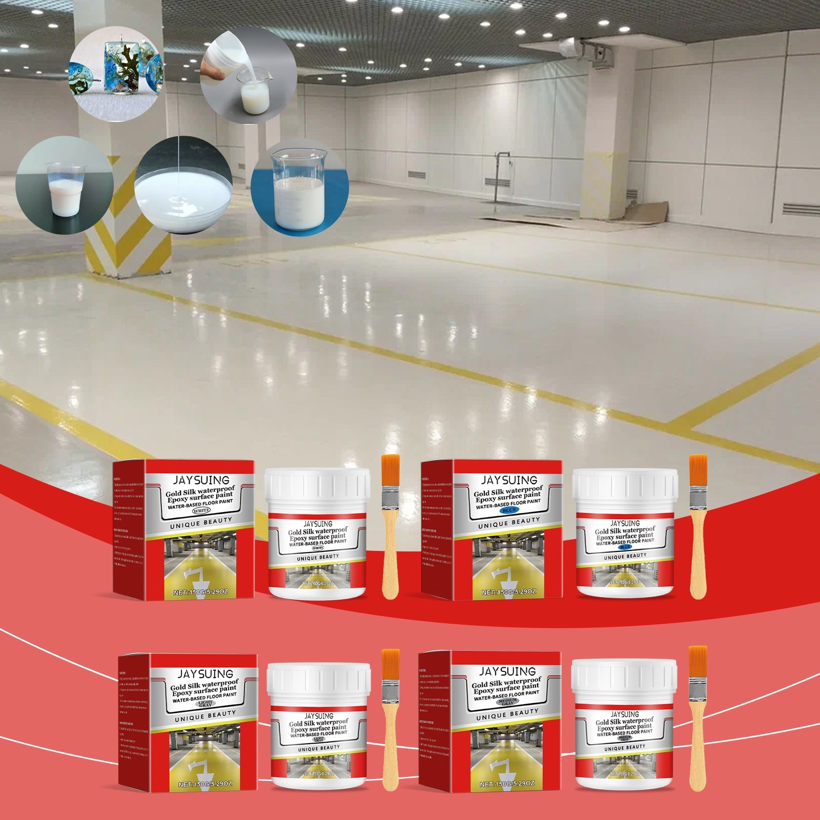 Waterproof Epoxy Floor Paint Household Wall Floor Waterproof Anti-Crack Cover Stains Renovation Paste