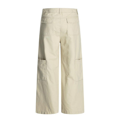 Design Sense Multi-Pocket Workwear Casual Trousers Men's Solid Color Loose Wide-Leg Straight Leg Long Pants Vibe Trendy Retro Versatile