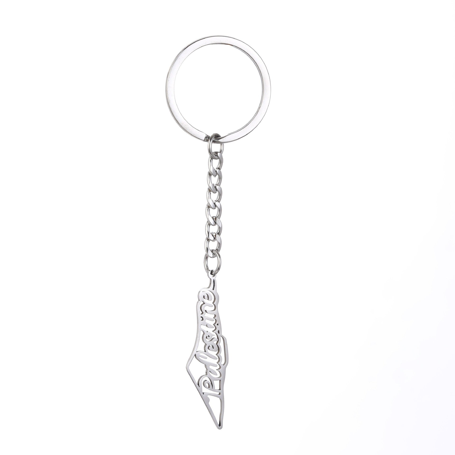 Israel Palestine Map Flag Drip Oil Stainless Steel Keychain Fashion Men's and Women's Stainless Steel Keys