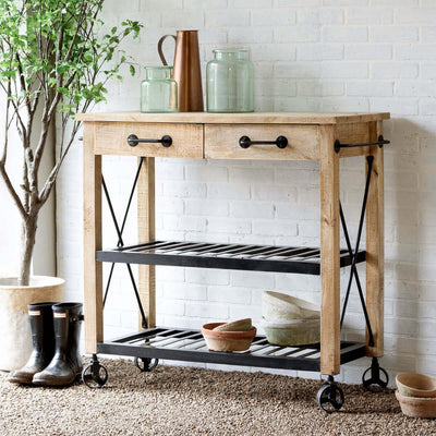 Vintage Rolling Garden Cart with Drawers