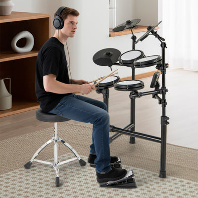 Electric Drum Set Foldable Drum Kit with 10 Demos and USB MIDI and 2 Drumsticks