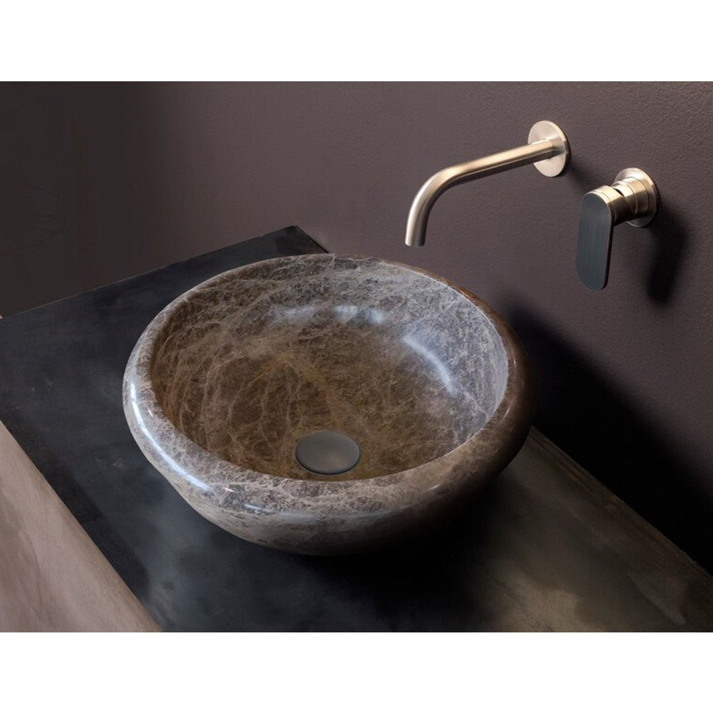 Emperador Brown Natural Stone Marble Drop-in Vessel Sink Polished (D)16