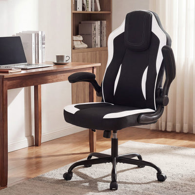 Ergonomic Computer Office Chair with 90° Flip-up Armrests-Black