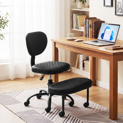 Ergonomic Cross Legged Office Chair with Height-Adjustable Seat - Black