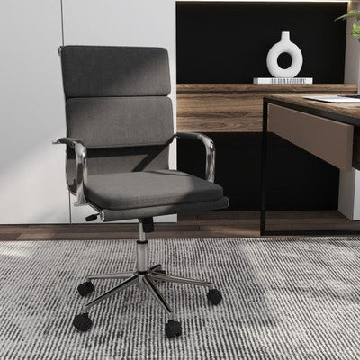 Ergonomic Office Desk Chair with Rocking Backrest and Height-adjustable Padded Seat-Gray