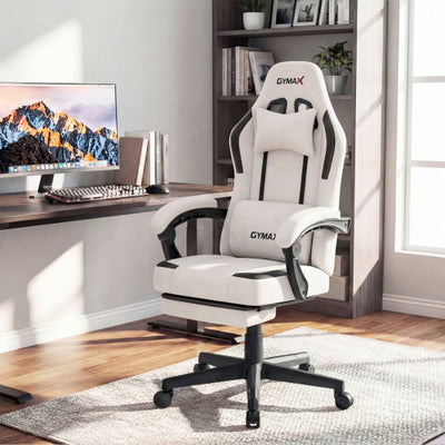 Ergonomic Video Game Chair with Headrest for Home Office-Gray