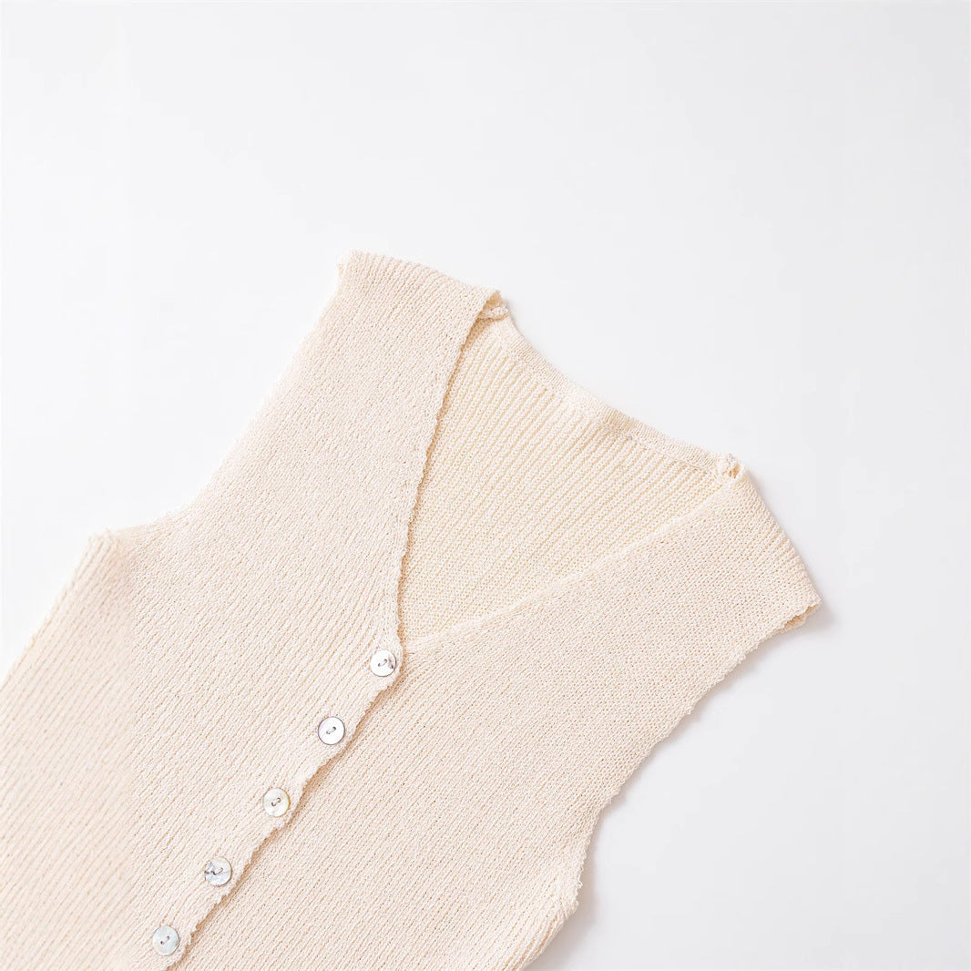 Spring New Style Round Neck Solid Color Loose Design Unique Temperament Knitwear