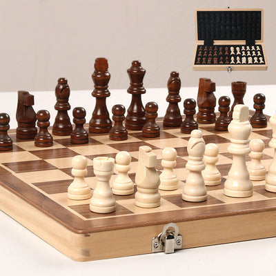 Magnetic Chess Folding Solid Wood Double Queen Set Chessboard Adult Board Game Children's Puzzle Toy
