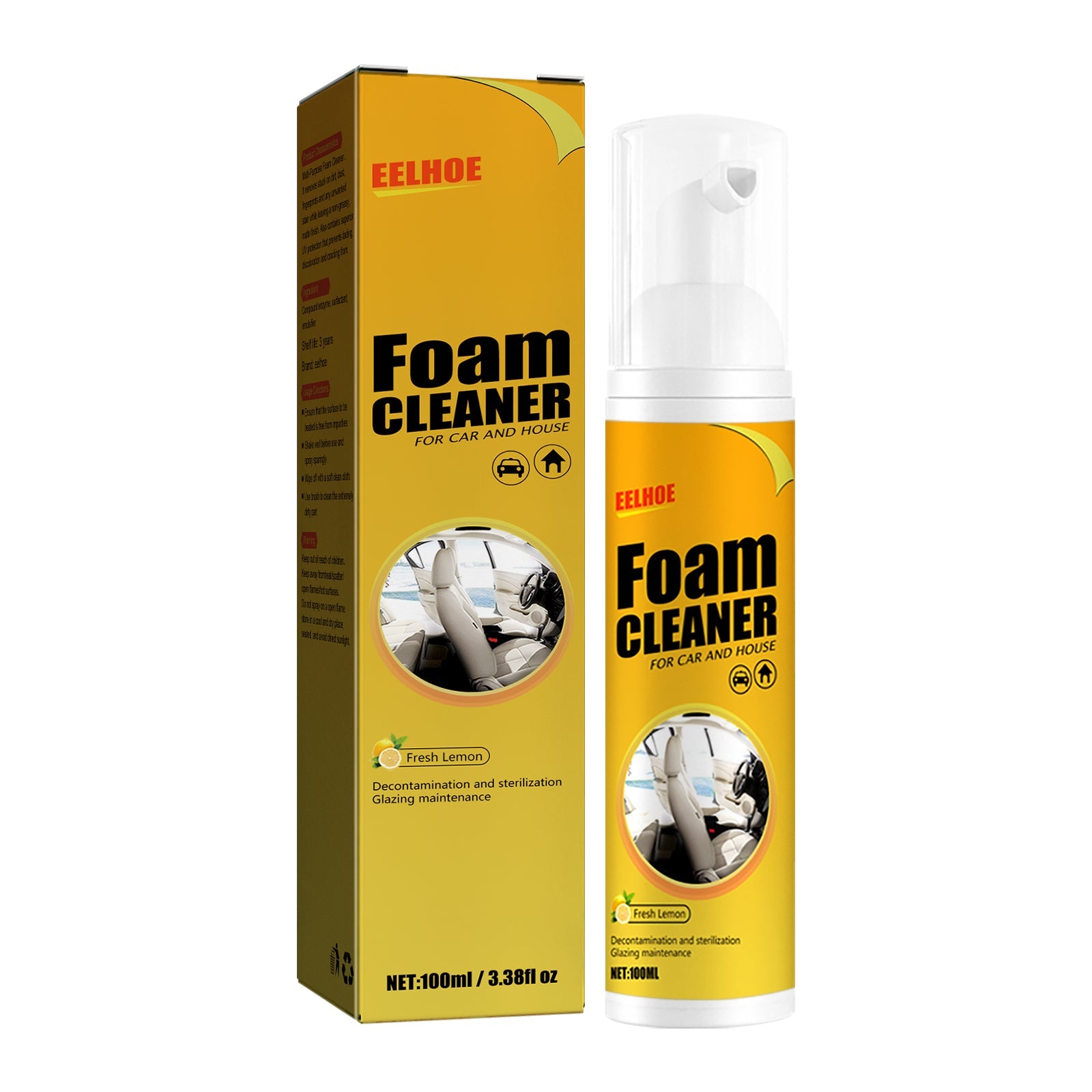 Foam Cleaner, Leather Seat Supplies Decontamination Multi-Functional Interior Cleaner